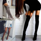 Women's warm boots 2019 autumn and winter new pointed thick with side zipper over the knee boots elastic boots women's shoes