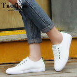 TAOFFEN Women Sneakers White Vulcanized Shoes Lace Up Round Toe Casual Women Shoes Fashion Women Shoes Footwear Size 35-40