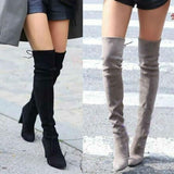 Faux Suede Slim Over-the-knee Boots Winter Women Boots Sexy Thigh High Boots Female Pointed High Heel Boots Plus Size 44 Shoes