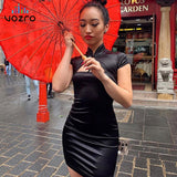 VOZRO In National Customs Element Sexy Women Dress Woman Summer Decorative Pattern Neck Button Solid Color Shawl Fund Vestido